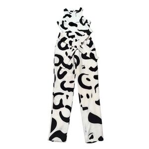 Lavish Alice Womens 4 Black Abstract Print Wide-Leg Jumpsuit corpcore career NWT